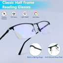 3 Pack Blue Light Blocking Reading Glasses for Men, Stylish Half Frame Metal Computer Readers, Lightweight Spring Hinge Eyeglasses Anti Eyestrain/Glare/UV (2PCS Black+1PCS Gray,+1.25)