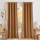 NICETOWN Faux Linen Gold Brown Blackout Curtains 84 inches Long for Living Room - Privacy Panels for Bedroom, Modern Farmhouse Style Easy Care Grommet Top, 2 Panels, W52 by L84