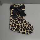 Soulchen 1 Pieces 20 Inch Large Leopard Christmas Stockings with Bow Leopard Brown Plush Faux Fur Fireplace Hanging Stockings Christmas Ornaments for Xmas Tree Gift Filled Holiday Party Decorations