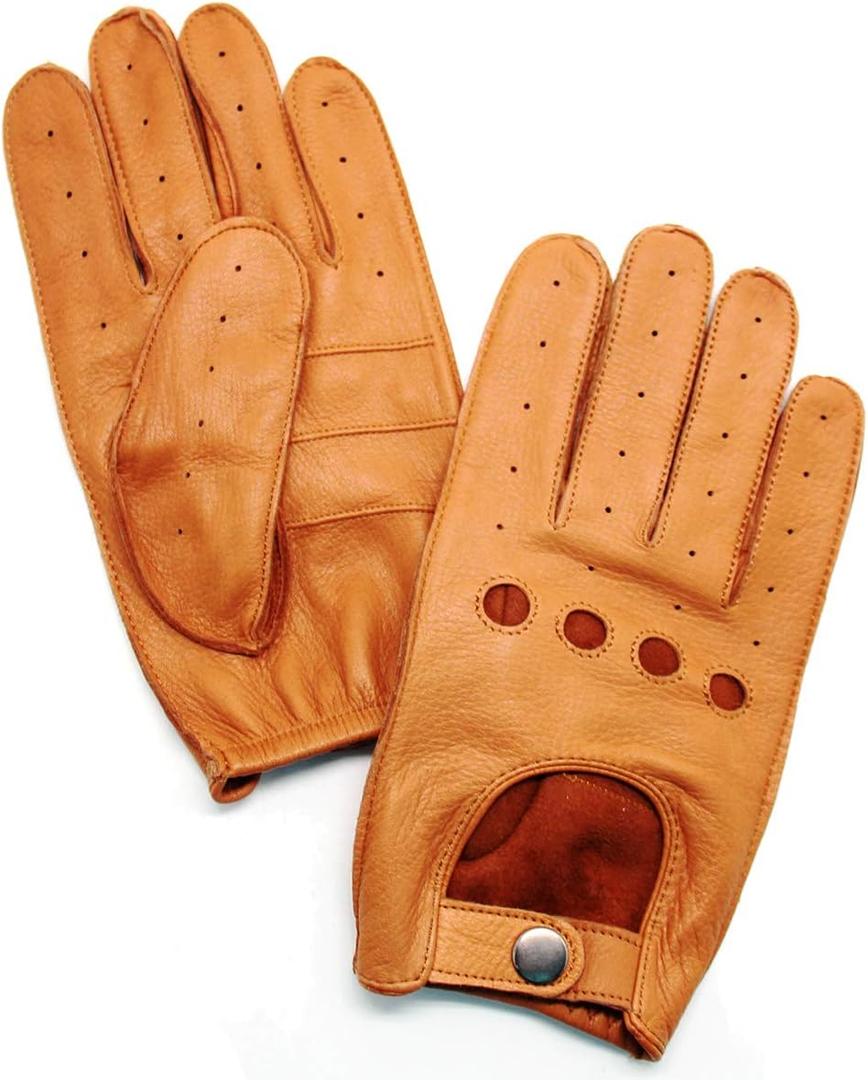 YISEVEN Men's Leather Driving Gloves (Brown)