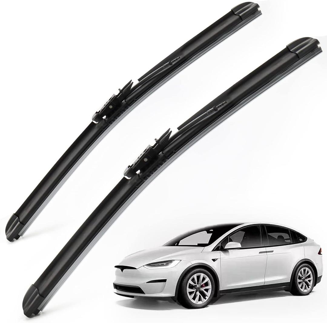 Wiper Blades for Tesla Model X 2016-2020, 28" + 18" Front Windshield Wiper Blade with Integrated Washing - Durable Stable and Quiet - fit All Weather Performance (2Pcs)