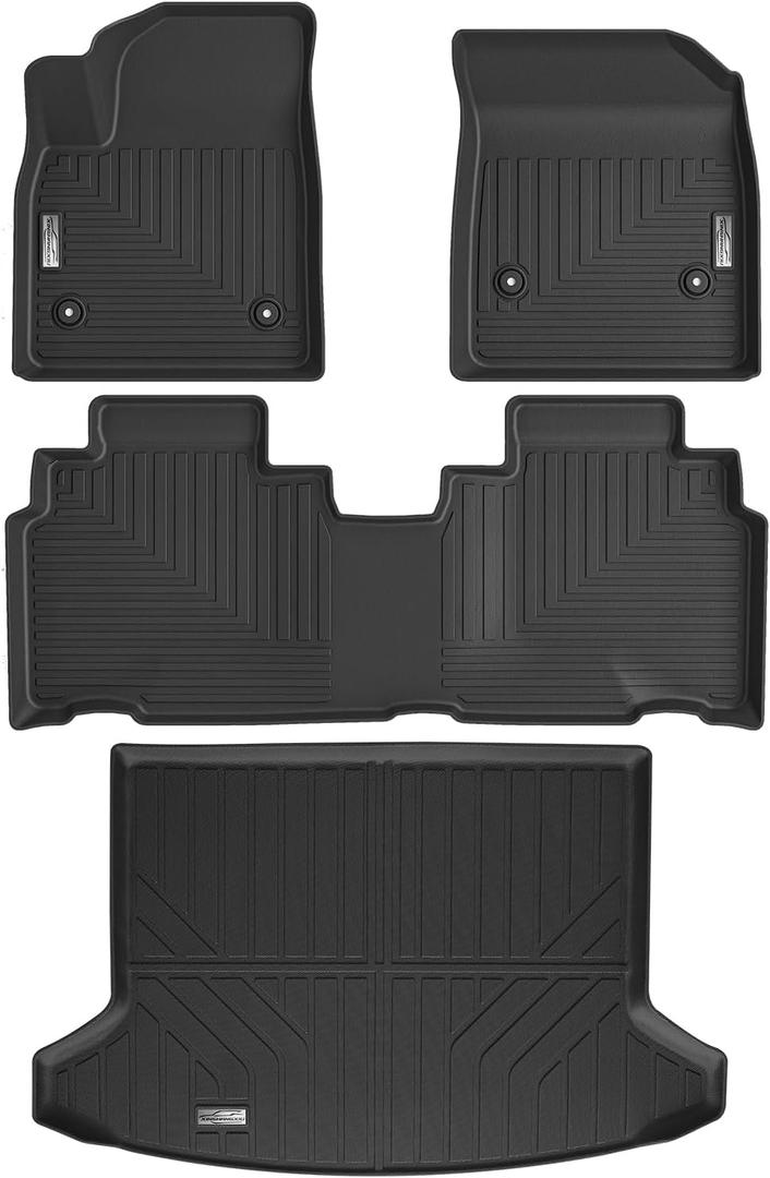 Floor Mats & Cargo Liner for Honda Prologue 2024 2025 2026/ Chevy Chevrolet Blazer EV 2024 2025 2026,1st 2nd Row with Trunk Mat,TPE All Weather Floor Liner Black