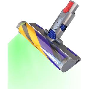 V12 V9 LED Fluffy Soft Roller Cleaner Head for Dyson V12 Detect Slim/V9 Motorbar/Digital Slim Replacement Parts, Hardwood Floor Attachment Dust Detect Green Light, Brush Accessories For Dyson V12 Slim