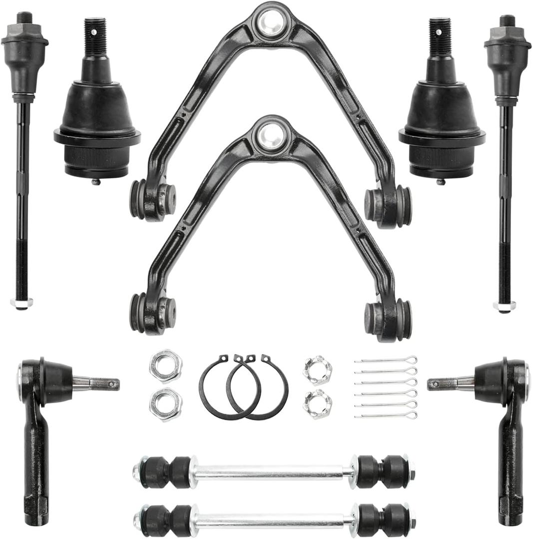 Motorman 10pcs Front Suspension Kit (2) K80942+(2) K6541+(2) K8987(interchange#K80631)+(2) ES3488+(2) ES3493 Upper Control Arm,Lower Ball Joint,Sway Bar Link,Inner&Outer Tie Rod End