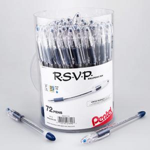 Pentel RSVP Ballpoint Pen, (0.7mm) Fine Line, Blue Ink, 72pk Canister (BK90PC72C)