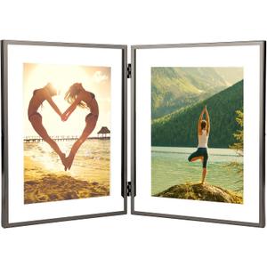 7x9'' Double Floating Frame Black For Photo Sizes 3.5x5'',4x 6'', 5x7'',6x8''For Tabletop/Shelf Photo Frame,Gift for Wedding,Thanksgiving,Christmas,Birthady,Home or Office Decor.