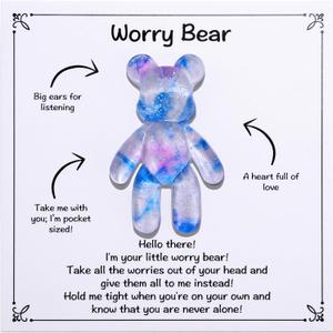Aesnefe Pocket Bear Hug, Anxiety Relief Gifts for Men Women, Mental Health Positivity Gift for Anxious Friend, Stress Relief Gifts for Her, Comforting Gift for Son Daughter Back to School, Light Blue