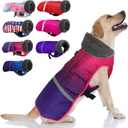 Doglay Dog Coat, Waterproof Dog Jacket Pet Winter Coat for Cold Weather with Thicken Furry Collar, Reflective Puppy Winter Jacket Warm Fleece Lining for Small Medium Large Pets (3XL(Chest :31.5-43.31" , Back : 27.17"), Gradient Pink Purple)
