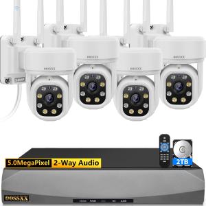 OOSSXX (Auto-Video Tracking & 2-Way Audio) WiFi PTZ Outdoor Security Camera System Pan 5MP Wireless Cameras System 10 Channel NVR Video Surveillance DVR Set