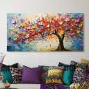 IDAFU Butterfly Tree Canvas Wall Art, Colorful Tree of Life Canvas Painting for Home Office Farmhouse, Ready to Hang, Butterfly Tree Wall Art, 60"L x 30"W