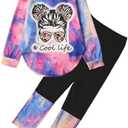 Woleroyir Girls Clothes Tie Dye Long Sleeve Hoodie Sweatshirt and Pants Sets Cute Girl Outfits Size 5-6 Years