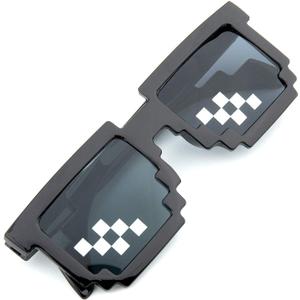 2 x Thug Life Sunglasses Classic Black Retro Style 8 Bit Pixel Sun Shades Pixelated Meme Eye Glasses Unisex For Men Women Boys Girls Parties Funny Joke Photo Cool Life Party Props