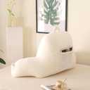 Reading Pillow for Bed,Large Backrest Reading Pillow with Arm Rest,Back Rest Support Cushion for Sit Up on Couch,Sofa,and Floor(White Flannel,Standard(17inch))