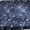 MAXYOYO Mattress Cover for Traditional Japanese Futon Mattress, Futon Floor Mats Cover with Zipper, Super Soft and Machine Washable, Navy Floral, Full