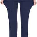 QBK Yoga Scrub Pants Women Mid Rise Yoga Work Pants- Five Pocket Cargo Scrub Pant (XX-Large, Navy)