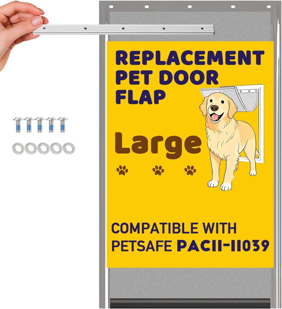 1pcs Pet Door Replacement Flap with 1 PAC11-11039 Metal Bracket, Flat Washers and Screws, Compatible with Pet-Safes Freedom Doggie Doors