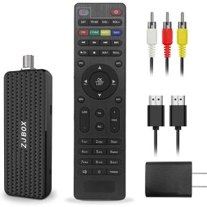 ZJBOX Digital Converter Box for TV,1080P ATSC tv Tuner Box with hdmi Output and 3RCA Cables Hidden Behind TVwith Power Adapter2-in-1 RemoteTV Program Recording&Playback,USB Media Player