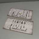 2 Pcs Winter Wonderland Decorations Farmhouse White Wonderland Signs for Door Wall Winter Wall Decorations Wooden Christmas Door Decor