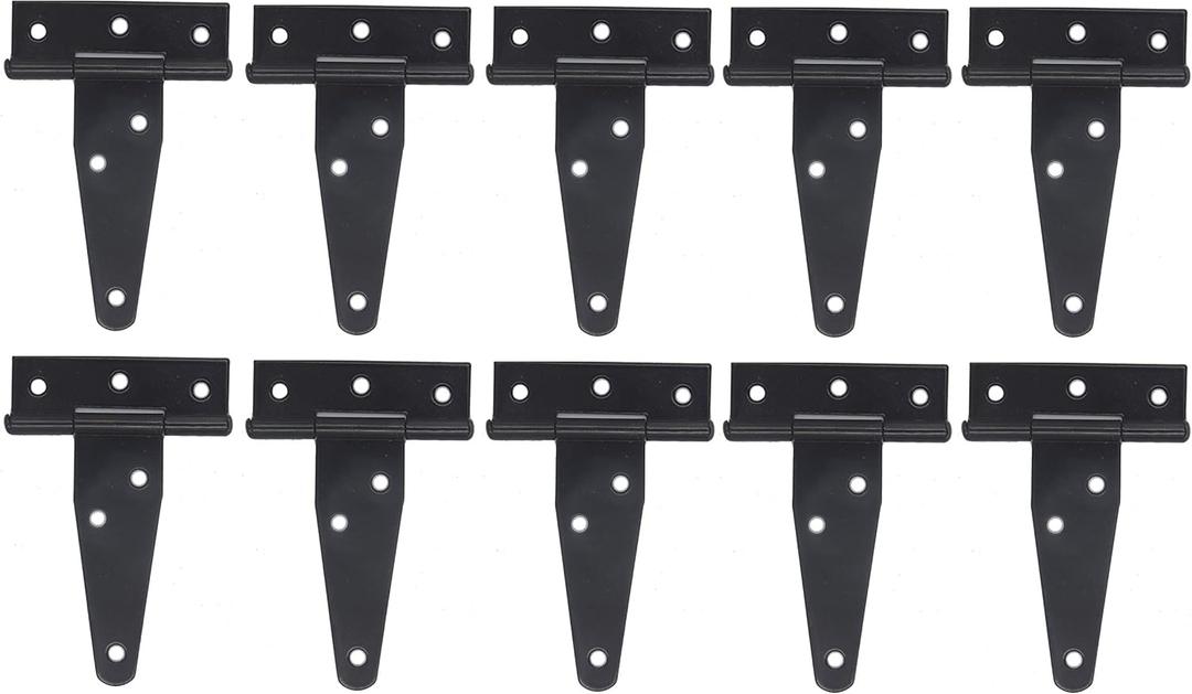FGen 10pcs 3-inch Galvanized T-Shaped & Triangular Hinge Door (Black)