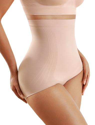 Momcozy Tummy Control Shapewear Panties, High-Waist Body Shaper, Seamless Shaping Underwear for Postpartum & Daily Dress Nude, Size M