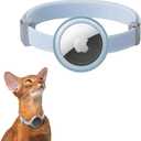 Safety Cat Collar Pro Airtag Holder Set, US IDA Gold Award Cat Collar with Snap, Non Breakaway Elastic Release Cat Airtag Collar Airtag Case for Small Medium Large Cats (Sierra Blue, S)
