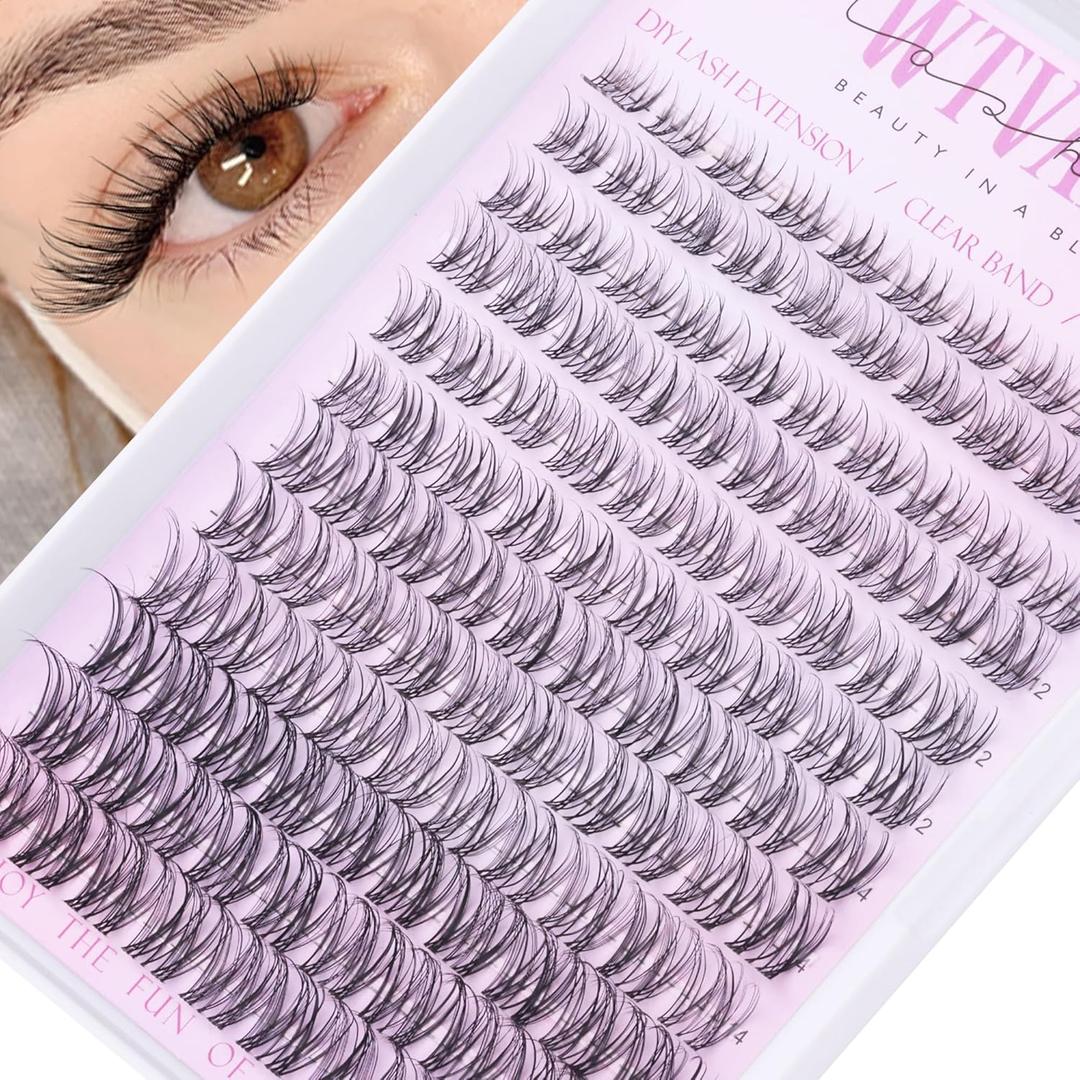 Natural Lash Clusters Venus Wispy Cluster Eyelash Extensions Invisible Thin Band Eyelash Cluster 8-16mm DIY Lash Extensions with Clear Band Individual Lashes Clusters Natural Look by WTVANE