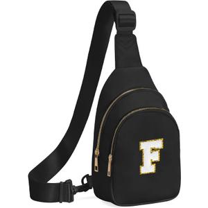 Viverte Birthday Gifts for 7 8 9 10 11 12 13 Year Old Girls Small Initial Sling Bag Cross Body Bag Fanny Pack for Girls (Black)