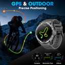 Military Smart Watch for Men with GPS, 1.43" AMOLED Bluetooth Call, LED Flashlight, Rugged Tactical Watch for Android iOS, 3ATM Waterproof Fitness Tracker with Heart Rate Pedometer (Black)