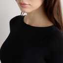 Intimissimi Woman's Sheer Boat Neck Modal Cashmere Ultralight Top (Black, S)