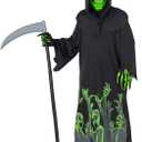 Morph Glow In The Dark Grim Reaper Costume Kids, Halloween Costumes for Boys Glow In The Dark, Reaper Costume Kids (12-14 Years)