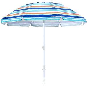 beach umbrella with sand anchor,UPF 50+protection,8 ribs, beach umbrellas for sand portable,with button tilt - multifunctional outdoor sunshade for gardens,courtyards,and beaches.