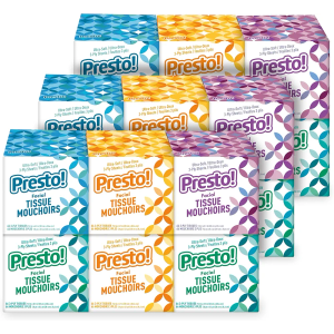 Amazon Brand - Presto! Ultra-Soft 3-Ply Premium Facial Tissues, 1188 Count (18 Packs of 66)
