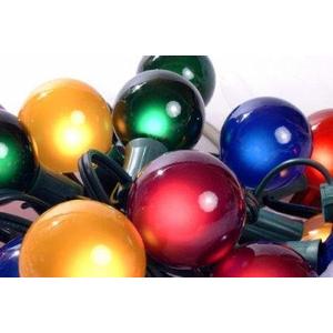 Set of 15 Multi Satin G50 Globe Christmas Lights - Green Wire
