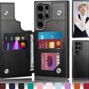 DJDUCK Designed for Samsung Galaxy S25 Ultra Case Wallet with Card Holder, [Magnetic Clasp Cover] [RFID Blocking Leather Protection] Shockproof Women Men Cases for Samsung S25 Ultra Black