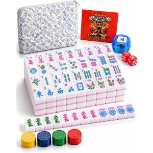 Mahjong Tile Set with 166 Premium Mahjong Tiles, Complete Set with Carrying Bag for Family Game Nights and Friendly Competition