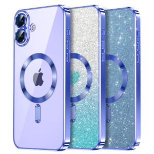 Waldeng for iPhone 16 Pro Max Case with 1X Screen Protector, [Seamless Work with Magsafe] [Interchangeable Glitter Card], with Integrated Lens Protection Women Case for iPhone 16 Pro Max, Natural