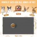 30”x 16” Silicone Dog Feeding Mat, Kalolary Waterproof Pet Feeding Mat with High Raised Edge Avoid Spill Out, Nonslip Dog Bowl Placemats Cat Feeding Mats for Floors Easy to Clean, Grey