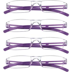 LifeArt 2/4 Pairs Reading Glasses, Blue Light Blocking Glasses, Computer Glasses for Men and Women, Rectangle Eyewear Frame
