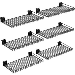 FOFARY Slatwall Shelves 6 Pack 24X12 Inch, Slatwall Accessories, Black