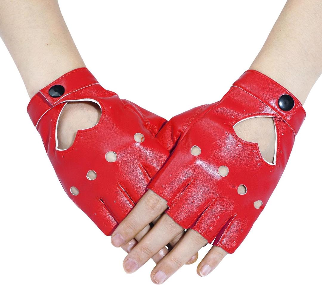 gootrades Punk Fingerless Dance Glove For Women, Jazz Style Glove, PU Leather