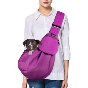 SlowTon Dog Carrier Sling - Thick Padded Shoulder Strap Adjustable Dog Carriers for Small Dogs, Puppy Carrier Purse for Pet Cat with Front Zipper Pocket Safety Belt Machine Washable (Fuchsia M)