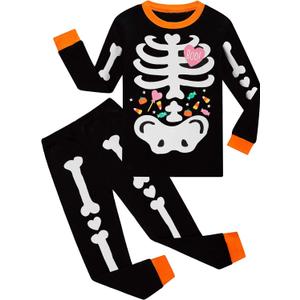 Little Hand Toddler Boys Pajamas Skeleton PJs Glow in The Dark Sleepwear Pant Sets Kids Jammies (7 Years)