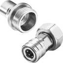 Tool Daily Garden Hose to Pressure Washer Adapter, 3/4 GHT Female to 1/4 Quick Connect, 3/4 GHT Male to 1/2 Quick Plug, Stainless Steel, 2 Pcs