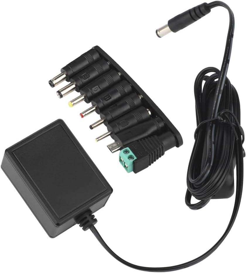 12V 0.5A 500mA Switching Power Supply Adapter with UL 1310 Listed, Input AC 100~240V, Output DC 12 Volt 0.5 Amp 5.5 x 2.1mm for CCTV Surveillance System LED Strip Light with 8 Interchangeable Jacks