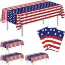 3 Pack 4th of July Decorations Table Cloth Rectangle 54 x 108 inch Plastic Tablecloth Disposable Rectangle Leakproof for Memorial Day DecorationsParties, Picnic (American Flag Style)