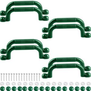 Set of 8 Playground Safety Handles for Kids Playground Handles Swing Set Accessories Safety Hand Grips for Playset Playhouse Treehouse Climbing Frame (Green)
