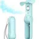 SWEETFULL Misting Handheld Personal Fan, Rechargeable Mini Spray Water Mist, Portable for Kids Women, Travel, Outdoors, Hiking, Camping, Home Office (Light Blue)