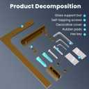 Shower Glass Support Bar, Both Sides Available, Frameless Bathroom Glass Clamp L Shape Panel Bracket, No Drill，Fixed Shower Panel to Wall (BRUSE Gold)