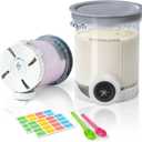 2 Pack Creami Swirl Pints & Lids for Ninja, Compatible with NC700 Series Ninja Swirl Ice Cream & Soft Serve Makers, with 2 Spoons & 32 Writable Labels, BPA-Free & Dishwasher Safe, Grey Lids (Gray)