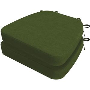 AAAAAcessories D-Shaped Chair Cushions, 2" Thick Dining Chair Pads with Ties and Removable, Machine-Washable Cover, 17" x 16", Set of 2, Dark Olive Green AAAAAcessories D-Shaped Chair Cushions, 2" Thick Dining Chair Pads with Ties and Removable, Machine-Washable Cover, 17" x 16", Set of 2, Dark Olive Green